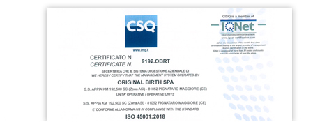 Anteprima certificato ISO 45001:2018