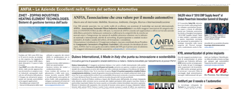 Anfia articolo di giornale relativo all'eccellenza nell'automotive